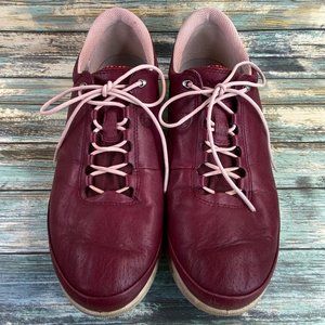 Ecco Cool Gore-Tex Golf Shoe Womens Size 10/10.5 Waterproof Burgundy Yak Leather